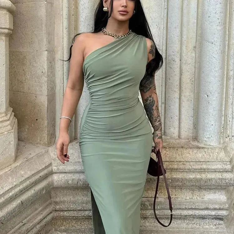 Summer Maxi Dress Women Sexy Split Fashion Sleeveless Backless Slim Dress Female Casual Streetwear Club Elegant Party Dresses