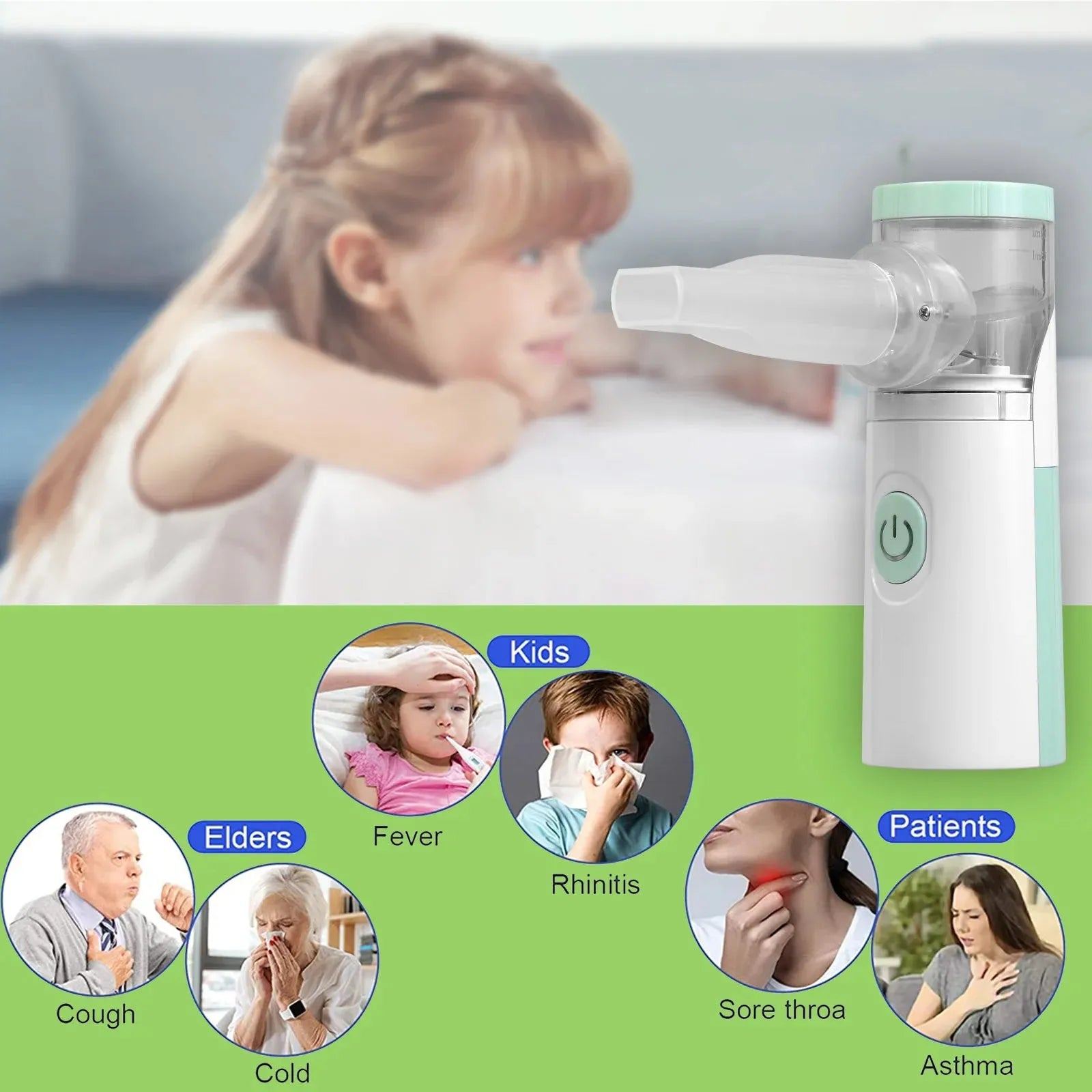 Portable Mini Nebulizer Silent Handheld Inhaler Ultrasonic Nebulizer Medical Grade Atomizer Baby Kids Adult for Cough Asthma