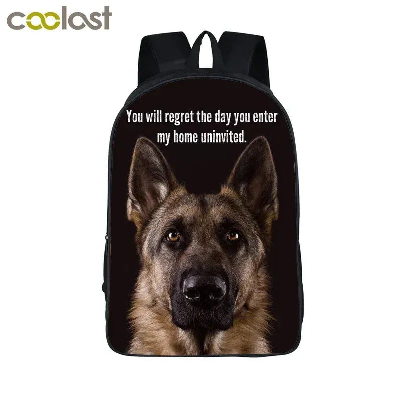 German Shepherd / Pit / Staffordshire Bull Terrier / Rottweiler Backpack for Teenager Children School Bags Boy Dog Book Bag