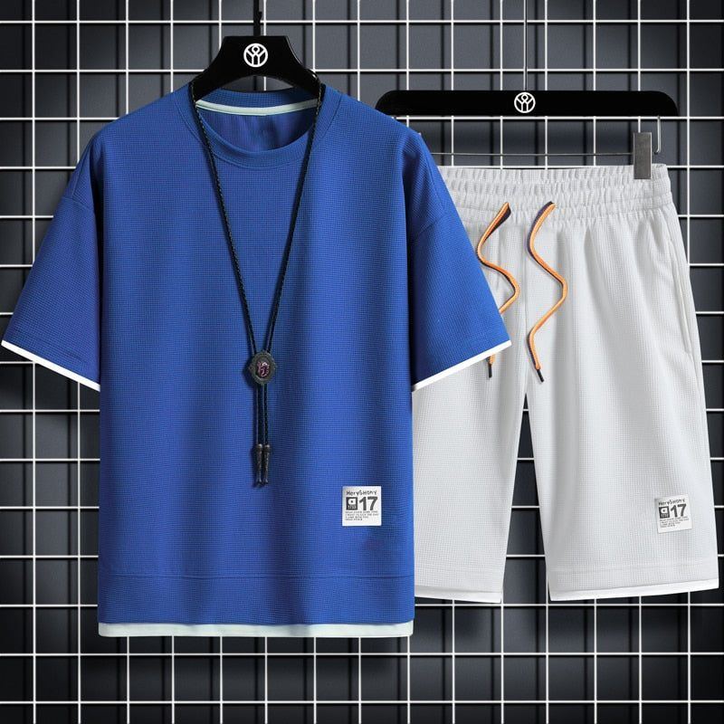 sport t shirt suits 2 piece matching sets outfit clothes for men - Jointcorp