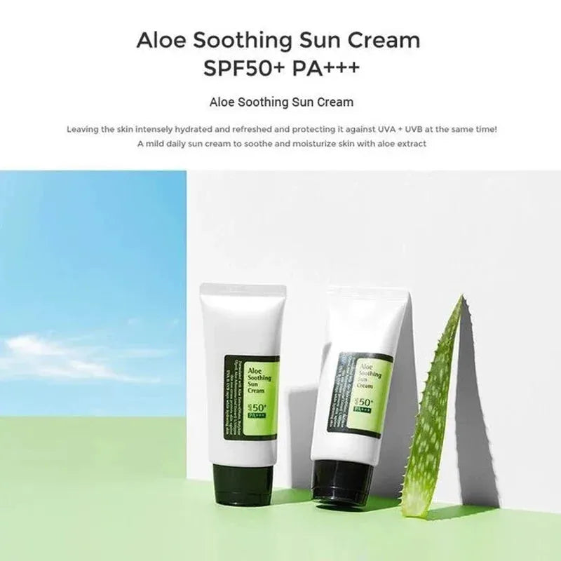 Aloe Soothing Sun Cream SPF50 Sunscreen Whitening Sun Protection UV Isolation Moisturizing Non-Greasy Korea Facial Skincare 50ml