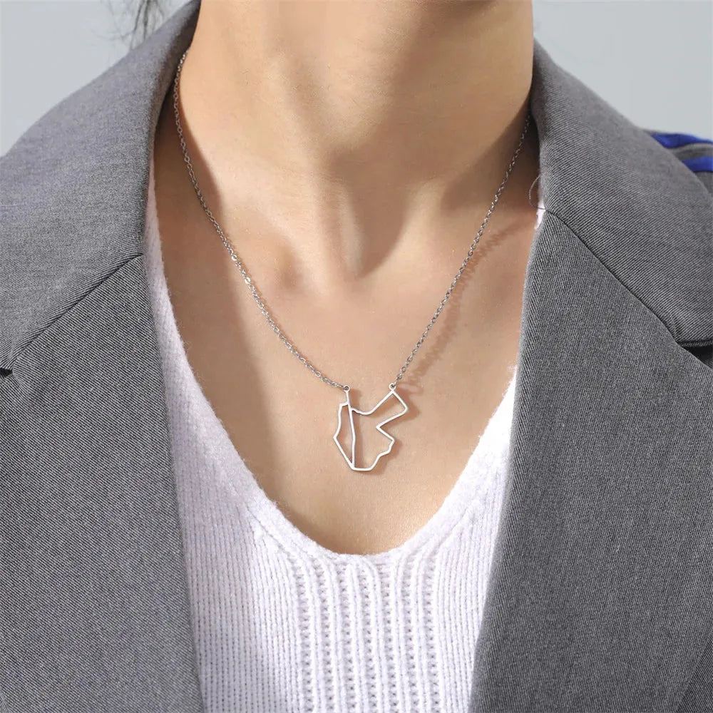 Cazador Hollow Jordan Palestine Map Necklaces Jewelry 2024 Stainless Steel Pendant Necklace for Women Anniversary Birthday Gift