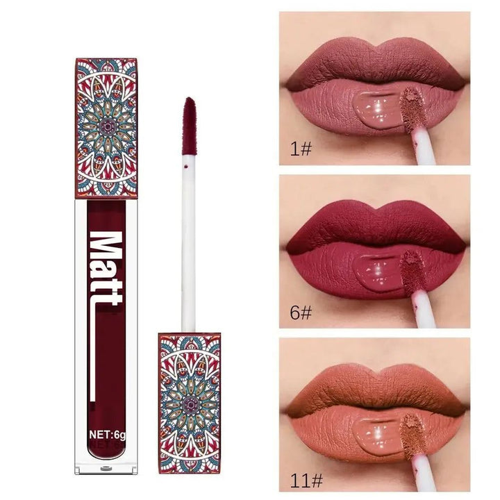Waterproof Matte Nude Lip Gloss Brown Nude Pigment Dark Red Long Lasting Velvet Liquid Lipstick Women Makeup Lip Glaze