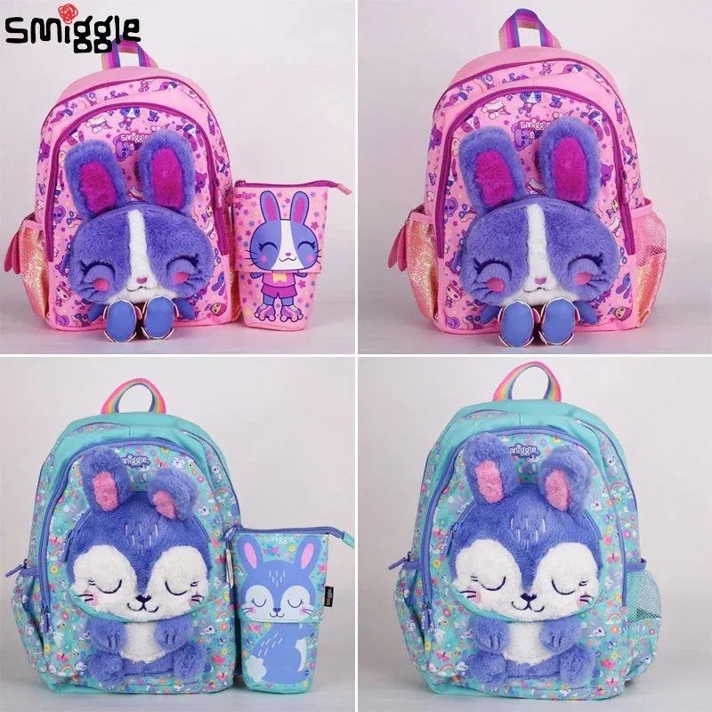 Genuine  Australian Smiggle Backpack With Purple Rabbit Shaped Children'S Stationery, Student Pencil Case, Backpack, Student Gif