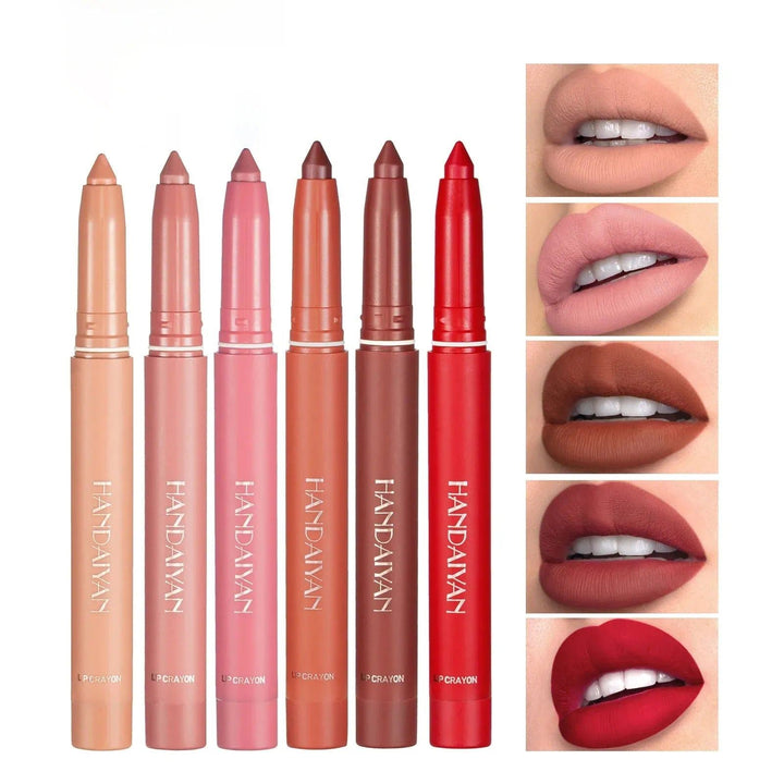 New 12 Color Matte Lipstick Pen Nude Pink Matte Solid Lip Gloss Waterproof Long Lasting Lipstick Pencil Lip Liner Pen Lip Makeup