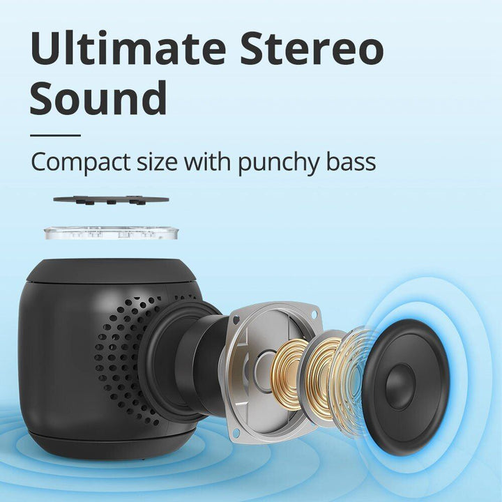 Tronsmart T7 Mini Portable Speaker TWS Bluetooth 5.3 Outdoor Speaker with Balanced Bass IPX7 Waterproof LED Modes for All Phone
