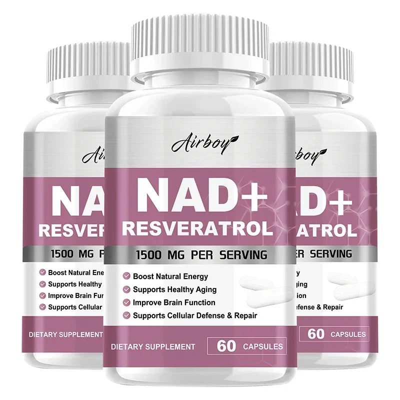 NAD+ Resveratrol Supplements - Natural Energy, Anti-aging and Cellular Health, Strengthens The Immune System