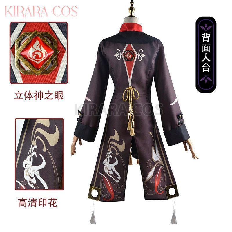 Game Genshin Impact Hutao Cosplay Costume Wig Pony Tail Liyue Hu Tao Rings Genshin Cosplay Costumes