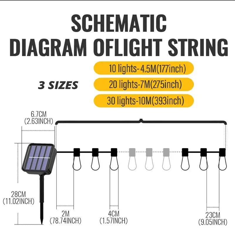 LED Solar Fairy String Lights Outdoor Christmas Decoration Bulb IP65 Waterproof S14 Solar LED Lights Holiday Garland For Garden