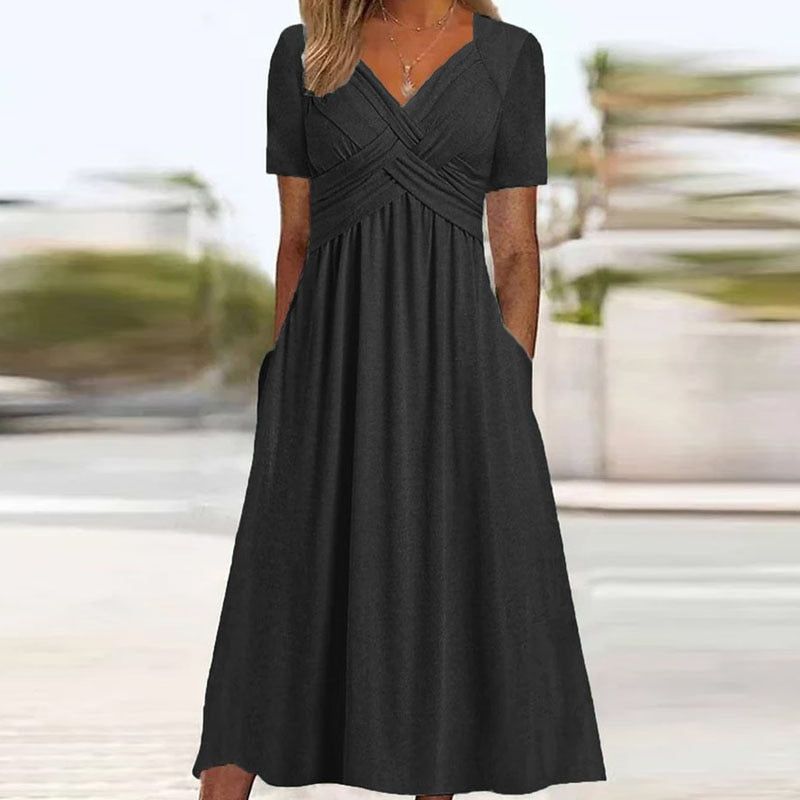 Summer Fashion Beach Short Sleeve Long Dress Women'S Elegant Vintage dresses - Jointcorp