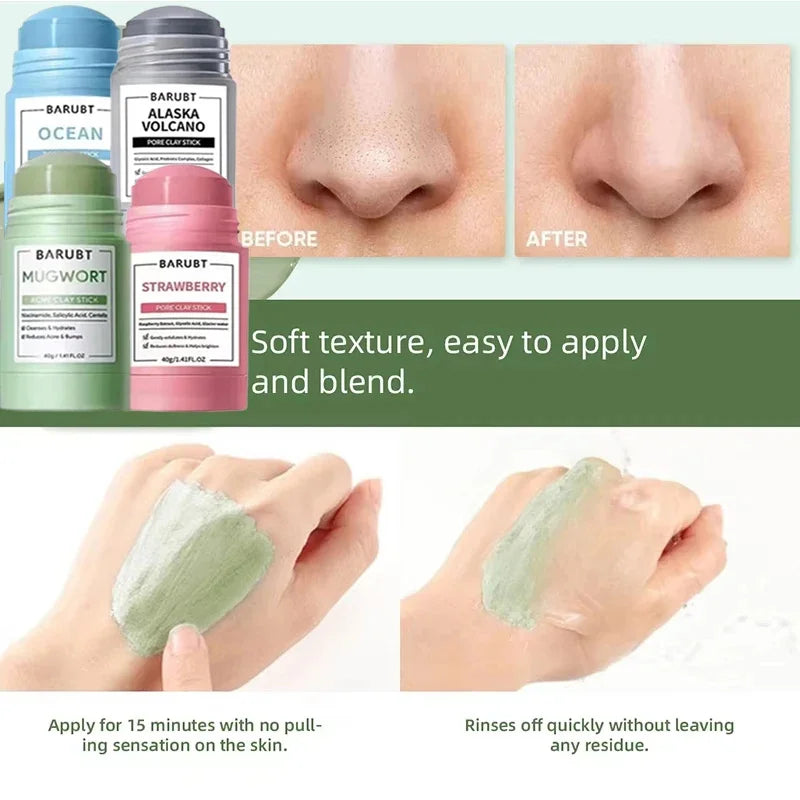 Spreadable Mud Face Mask Stick Hydrating Moisturizing Oil Control Exfoliating Deep Cleaning Pore Shrinking Solid Skin Care Mask