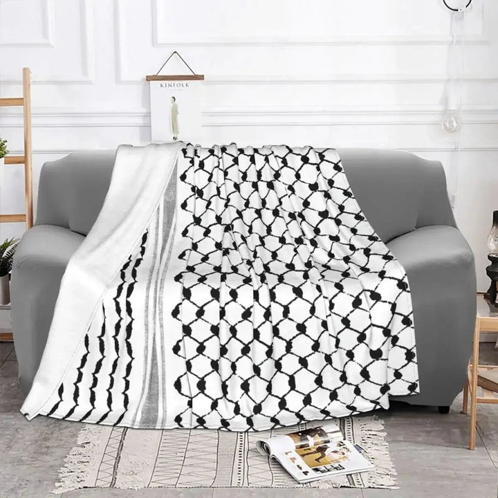 Palestinian Hatta Kufiya Folk Pattern Blankets Coral Fleece Plush Palestine Arabic Keffiyeh Throw Blanket for Bed Car Rug Piece