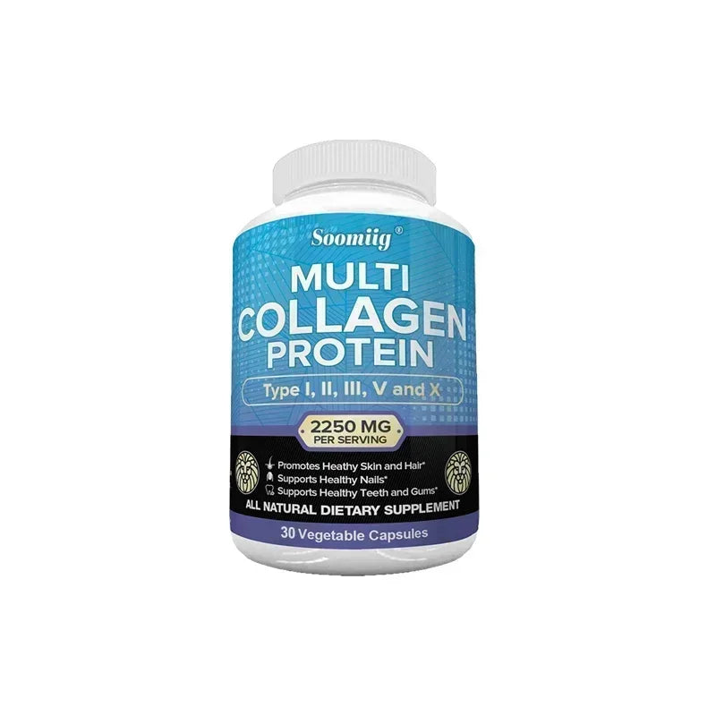 Collagen 2250mg Hydrolyzed Collagen Type 5 Healthy Formula Dietary Supplement Hair Skin Nails Teeth Overall Health Gluten Free