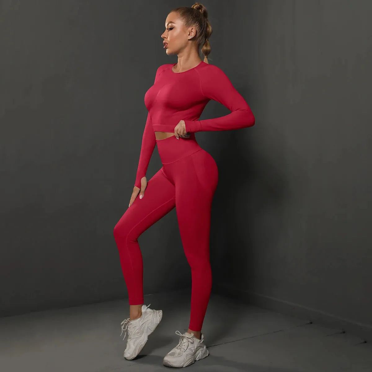Seamless Yoga Set Crop Top High Waist Leggings Suits Women High Quality Workout Fitness Sportswear Two Piece Set For Women