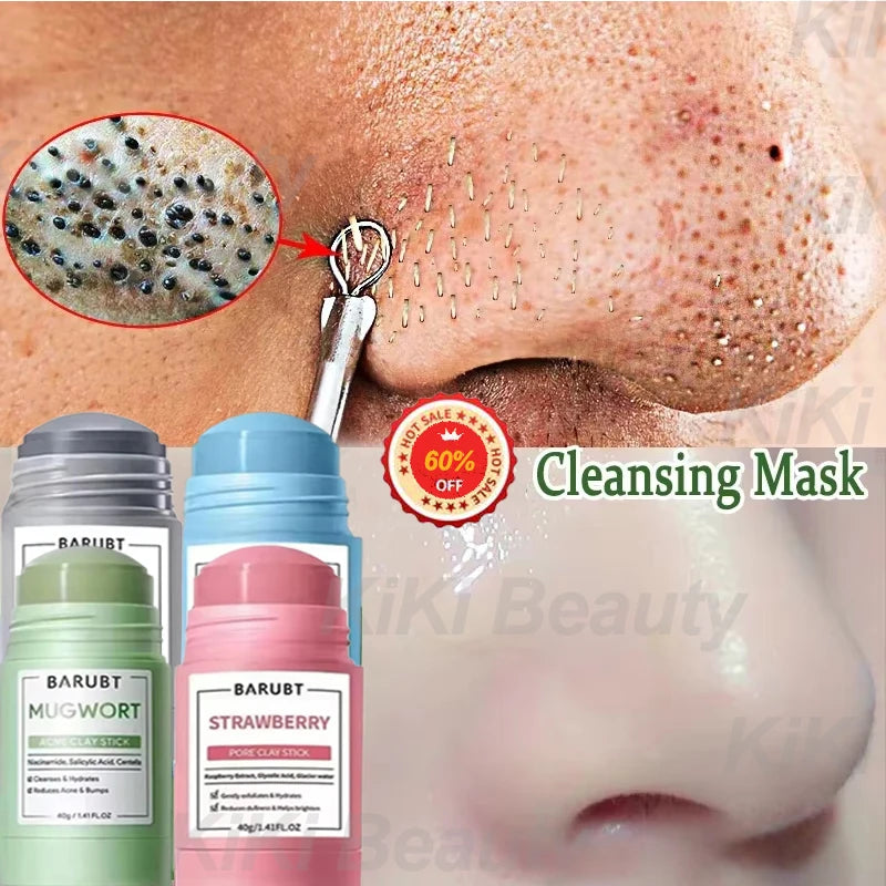 Spreadable Mud Face Mask Stick Hydrating Moisturizing Oil Control Exfoliating Deep Cleaning Pore Shrinking Solid Skin Care Mask