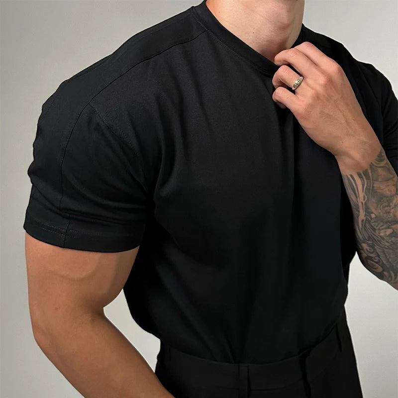 2024 Summer New Mens T-shirts Pure Cotton Breathable Slim Short Sleeve O Neck Bottoming T Shirt Streetwear Men Casual Pullovers