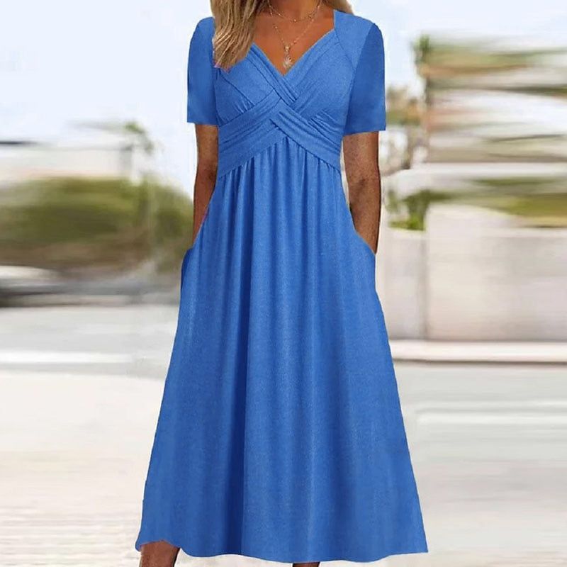 Summer Fashion Beach Short Sleeve Long Dress Women'S Elegant Vintage dresses - Jointcorp