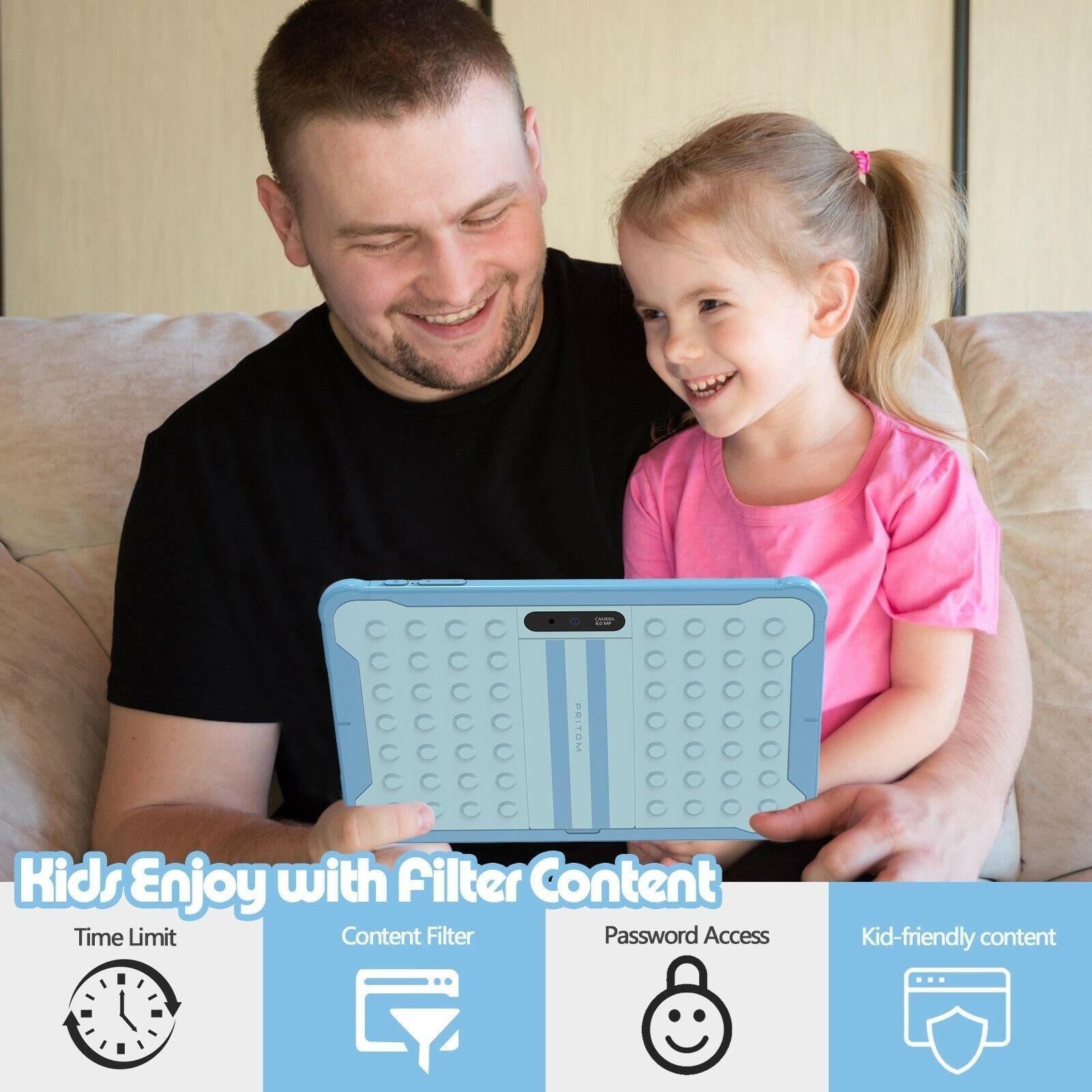 Pritom 10 Inch Kids Tablet Android 10 Go WIFI 3G SIM Phone Call Quad Core Processor 2GB RAM 32GB ROM YouTube with Case