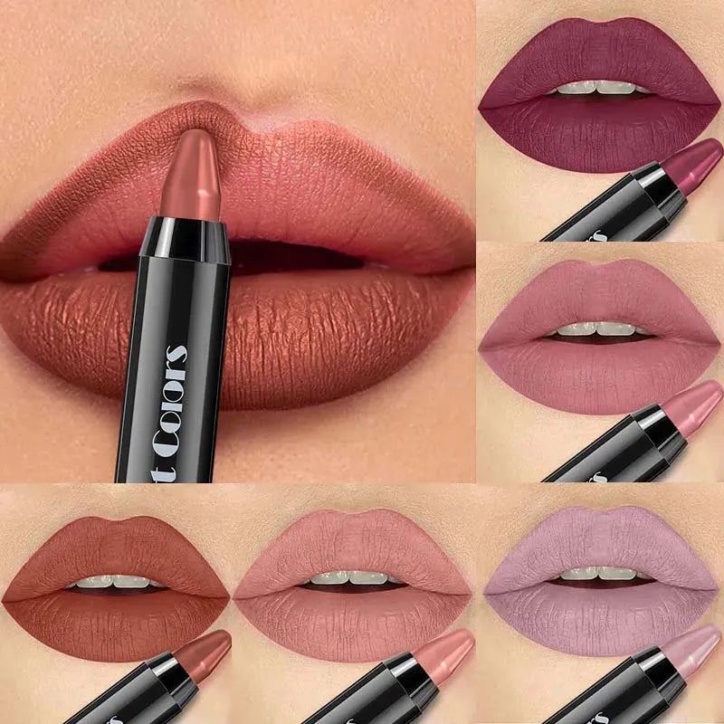 Sexy Matte Lipstick Pencil Waterproof Long Lasting Red Contour Tint Lipstick Non-stick Cup Lipliner Pen Lips Makeup 7 Colors