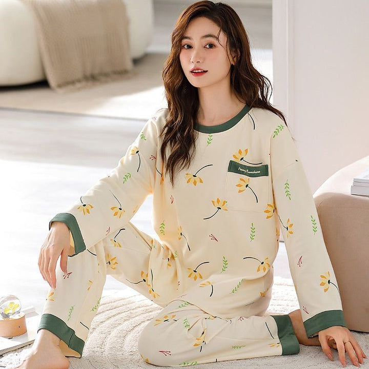 Pajamas for Women Long Sleeve + Pants O-neck Soft Pyjamas - Jointcorp
