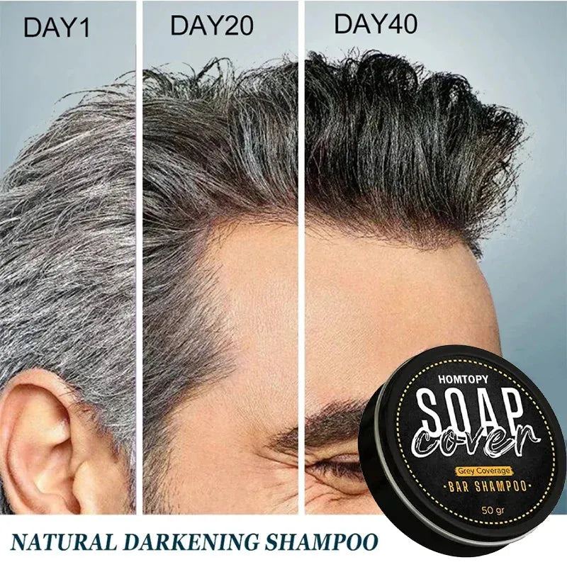 50g Black Hair Soap Hair Darkening Soap Shampoo Bar Fast Effective Repair Gray White Color Dye Hair Body Natural Org