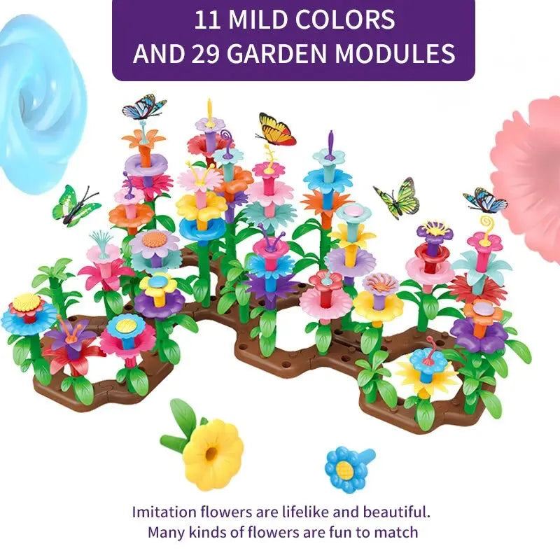 Children's Building Block Assembly Toy Set Creative Puzzle 100 Variety Garden DIY Flower Arrangement Big Granular Granules