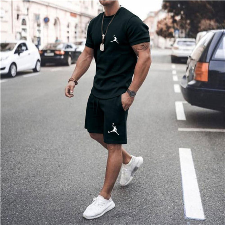Men's Sportswear Cotton T-shirt+Shorts Two Piece Jogging Fitness Sports Casual Set - Jointcorp