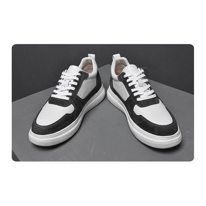 Men Sneakers Elevator Shoes Heightening Height Increase 7-8CM High Heels Shoes Genuine Leather Sport Shoes - Jointcorp