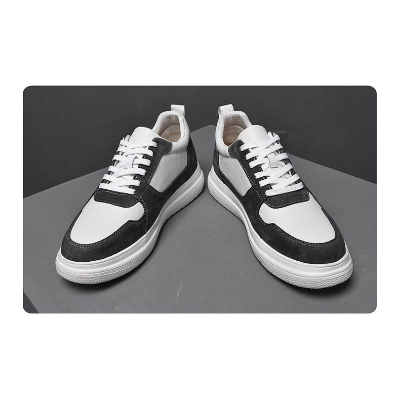 Men Sneakers Elevator Shoes Heightening Height Increase 7-8CM High Heels Shoes Genuine Leather Sport Shoes - Jointcorp