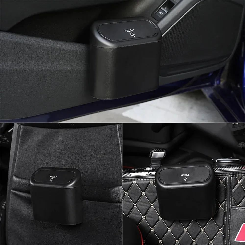 Hanging Car Trash Can Vehicle Garbage Dust Case Storage Box ABS Square Pressing Trash Bin Auto Interior Accessories For Car