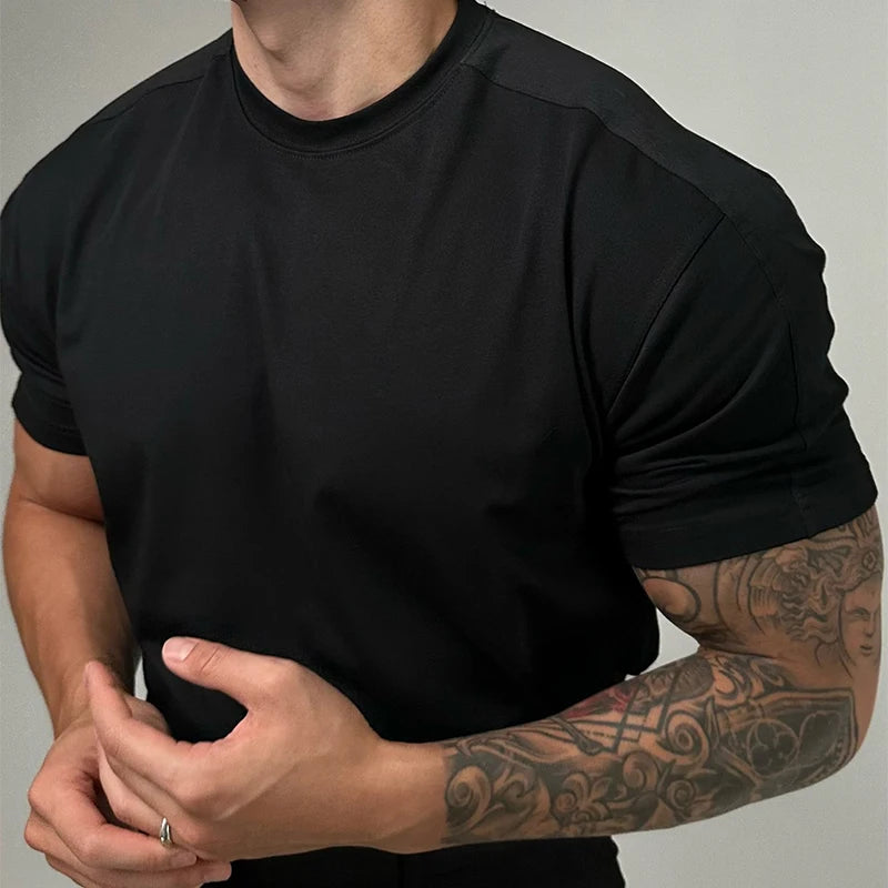 2024 Summer New Mens T-shirts Pure Cotton Breathable Slim Short Sleeve O Neck Bottoming T Shirt Streetwear Men Casual Pullovers
