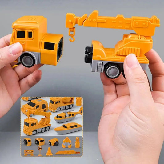 Magnetic Transform Engineering Car Assembled Toys With Construction Storage Play Construction Vehicles Kids' Box Vehicl Toy