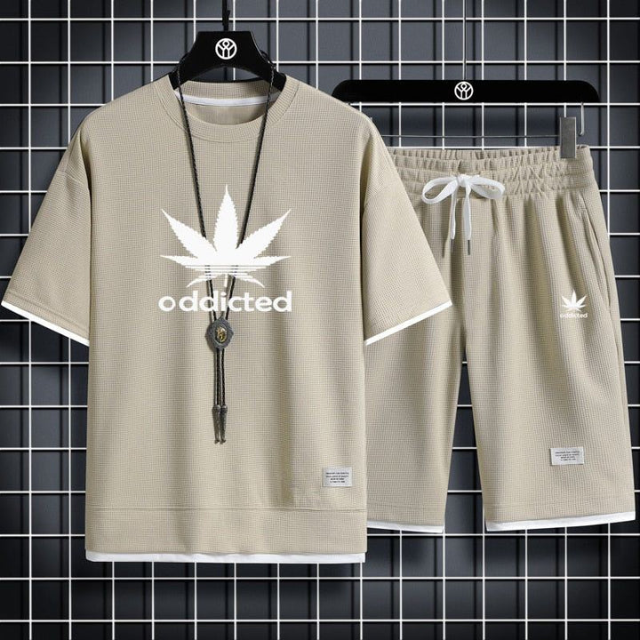 Men's Sportswear Linen Fabric T-shirt and Shorts Two Piece Set - Jointcorp