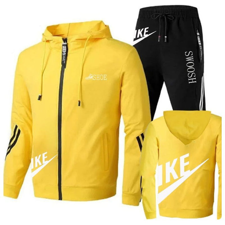 Men's two-piece set + sweatpants, printed brand zipper - Jointcorp