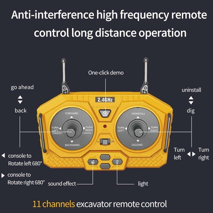 1/20 Scale Remote Control Excavator RC Alloy Car Construction Engineering Vehicle With 680 Degree Rotation Model Toy Kids Gift