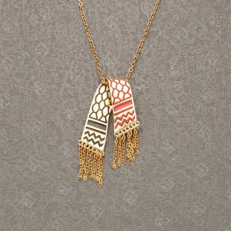 New Exquisite Stainless Steel Palestinian Pendant Necklace Men Women Retro Ethnic Palestinian Scarf Shape Chain Necklace Jewelry