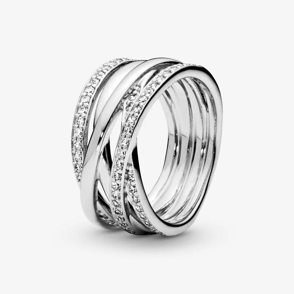 Sterling Silver Cocktail Ring Geometric Cubic Zircon for Women
