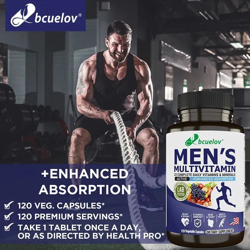 Bcuelov Daily Complete Vitamins & Minerals - Men's Health, Skin & Hair, Stamina Immune System