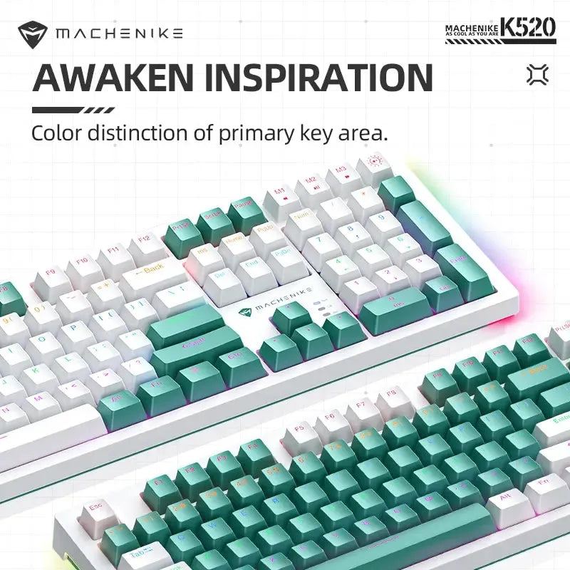Machenike K520 Mechanical Keyboard Wired Connection Blue Switch Hot Swappable 108 Keys LED Backlit RGB Sidelit Gaming Keyboard