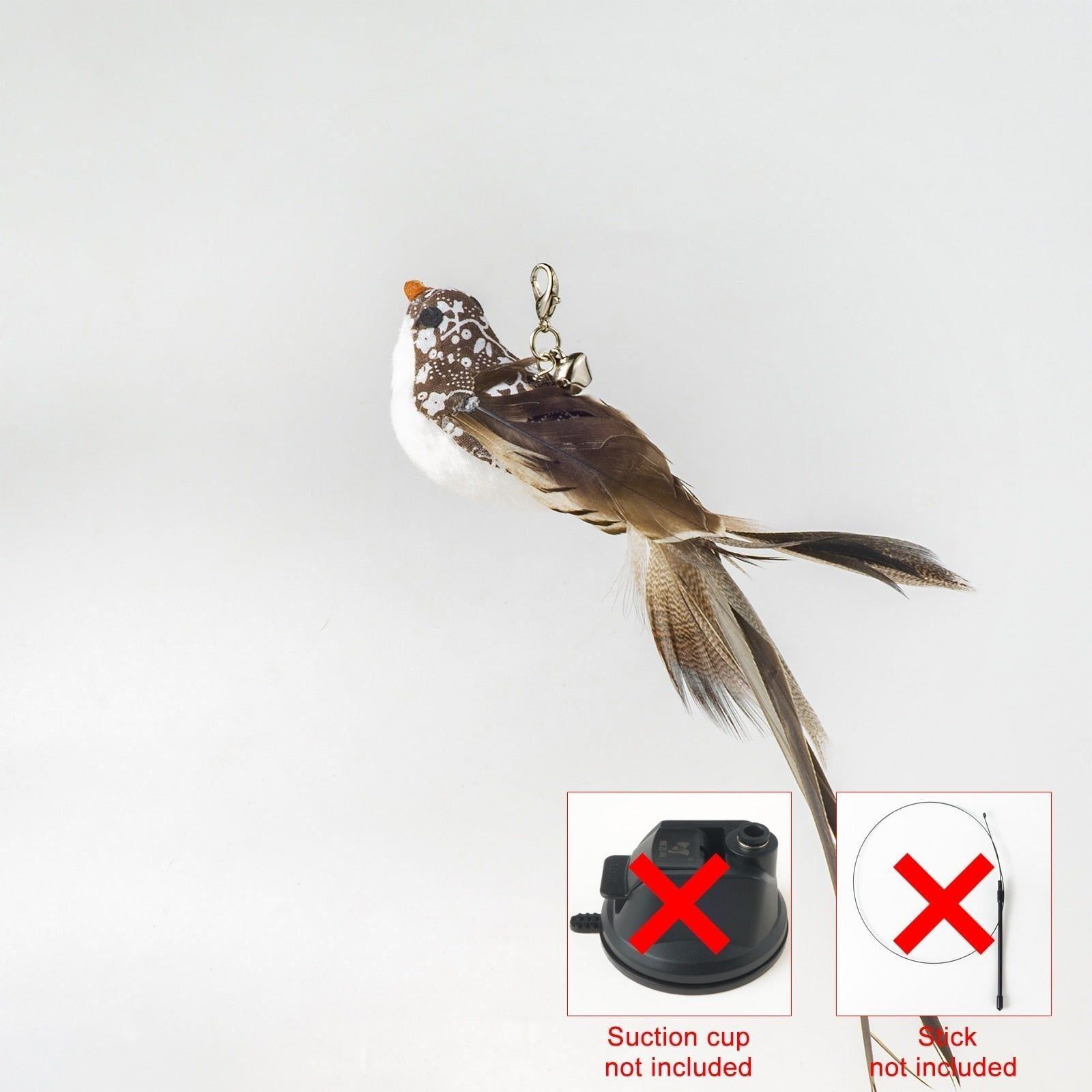 Handfree Bird/Feather Cat Wand with Bell Powerful Suction Cup Interactive Toys for Cats Kitten Hunting Exercise Pet Products - Jointcorp
