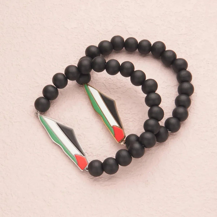 HNSP Stainless Steel Palestine Bracelet Beaded For Men Women Palestine Series Map Flag Pendant Jewelry Accessories
