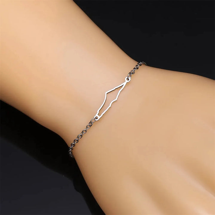 Palestine Map Bracelet Geometry Stainless Steel Chains Accessories Country Geography Jewelry