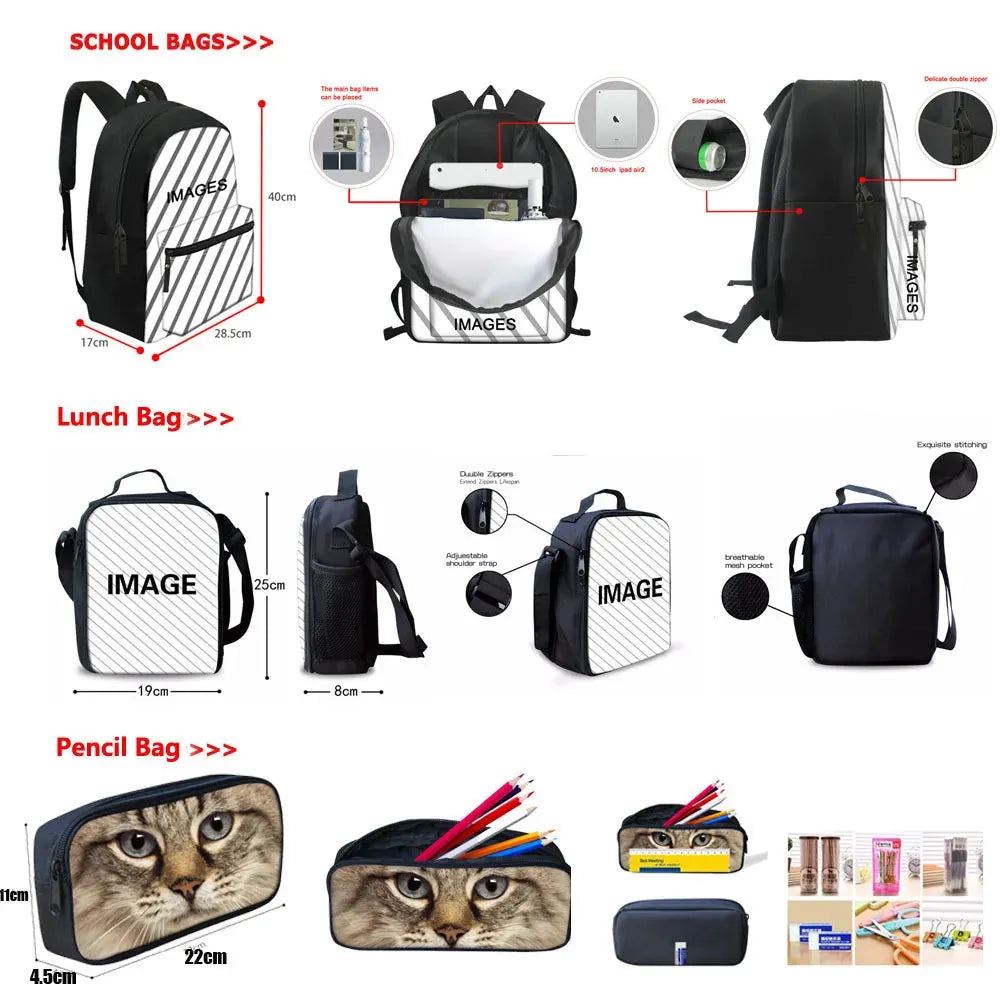3Pcs/set Large Children School Bags Cute 3D Football Soccer Prints School Backpack for Teen Boys Kids Book Bag Student Back Pack