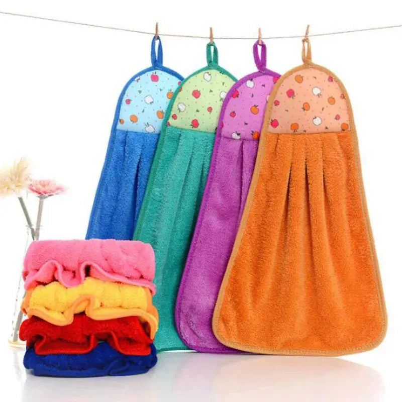 Hand Towel Coral Velvet Bathroom Supplies Soft Absorbent Cloth Dishcloths Hanging Cloth Kitchen Accessories