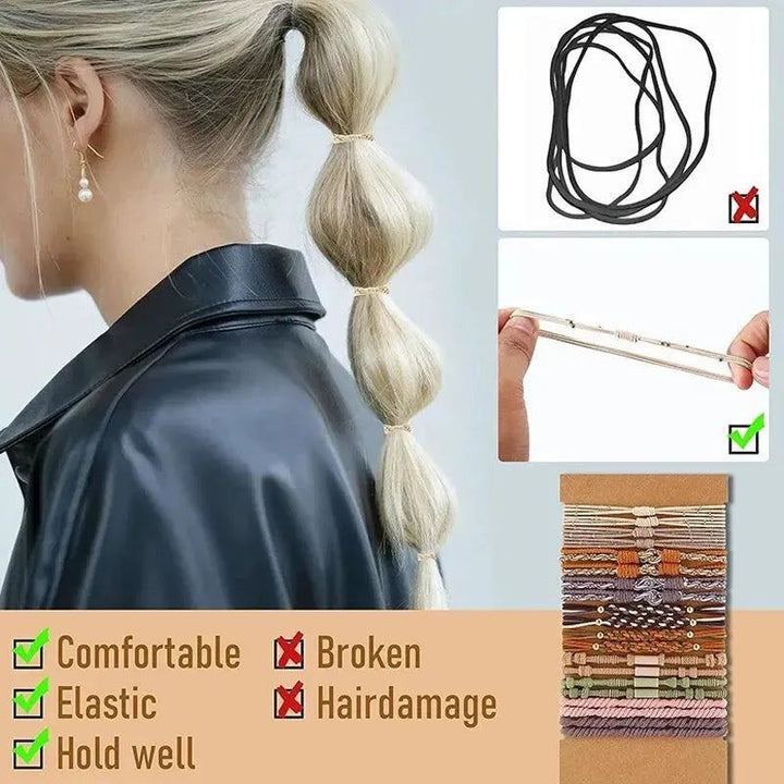 20pcs Boho Hair Ties For Women Braided Hair Rope Bracelet For Thick Hair Seamless Ponytail Holder Hair Accessories