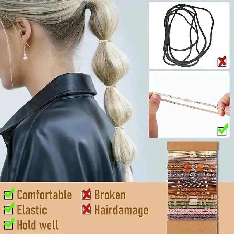 20pcs Boho Hair Ties For Women Braided Hair Rope Bracelet For Thick Hair Seamless Ponytail Holder Hair Accessories