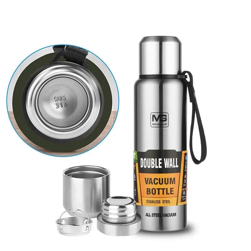 Premium Thermos Bottle 304 Stainless Steel Vacuum Flask Insulated Tumbler Cold and Hot Water Cup with Rope for Tea Coffee Drinks