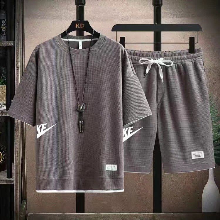 Men's Set Tracksuit Sportswear Track Suits Male Sweatsuit Short Sleeves T shirt 2 piece set - Jointcorp