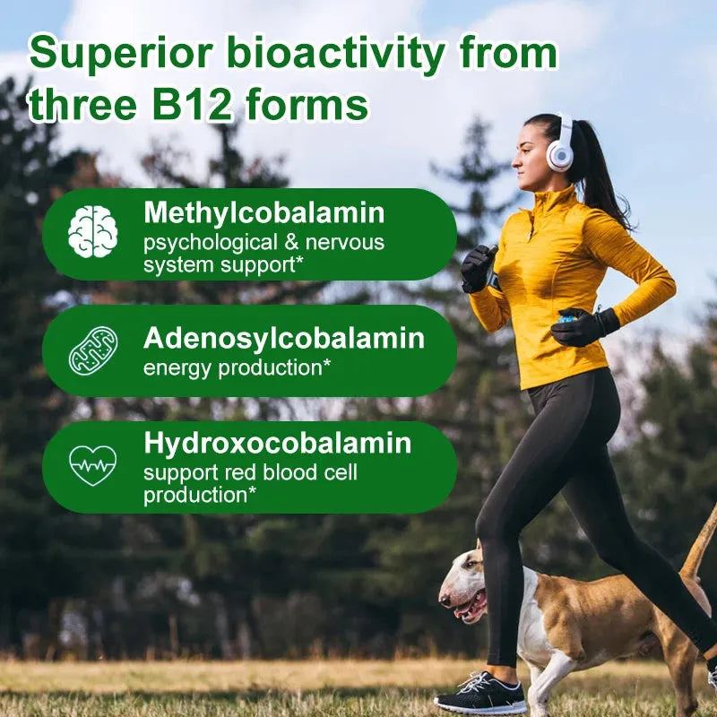 Mulittea B-Complex Vitamin Supplements (B12 B1 B2 B3 B5 B6 B9 )Daily Nutrition and Health Helper