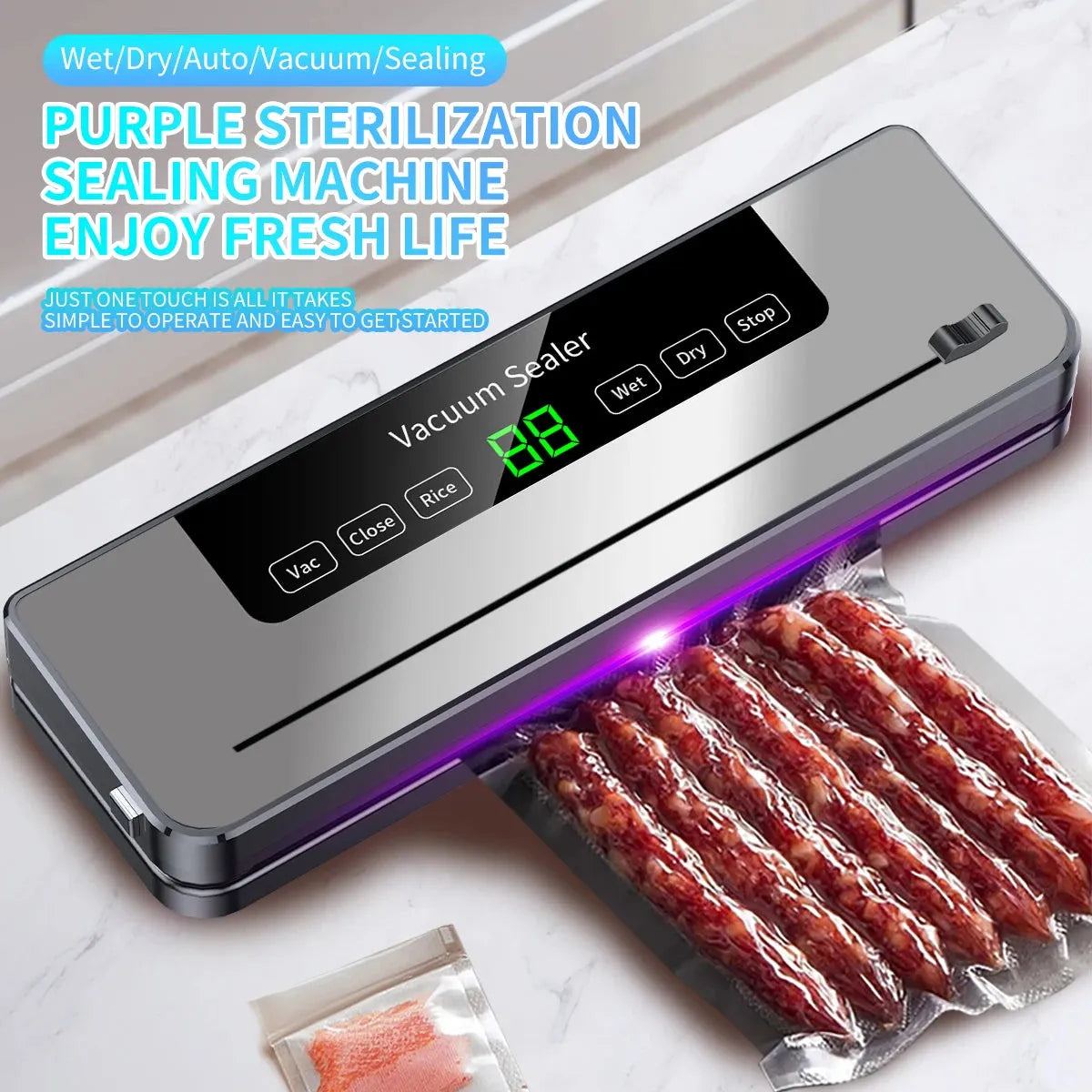Vacuum Sealer Machine Dry/Wet Food Vacuum Sealer With UV Sterilization For Food Storage And Sous Vide Cooking Built-in Cutter